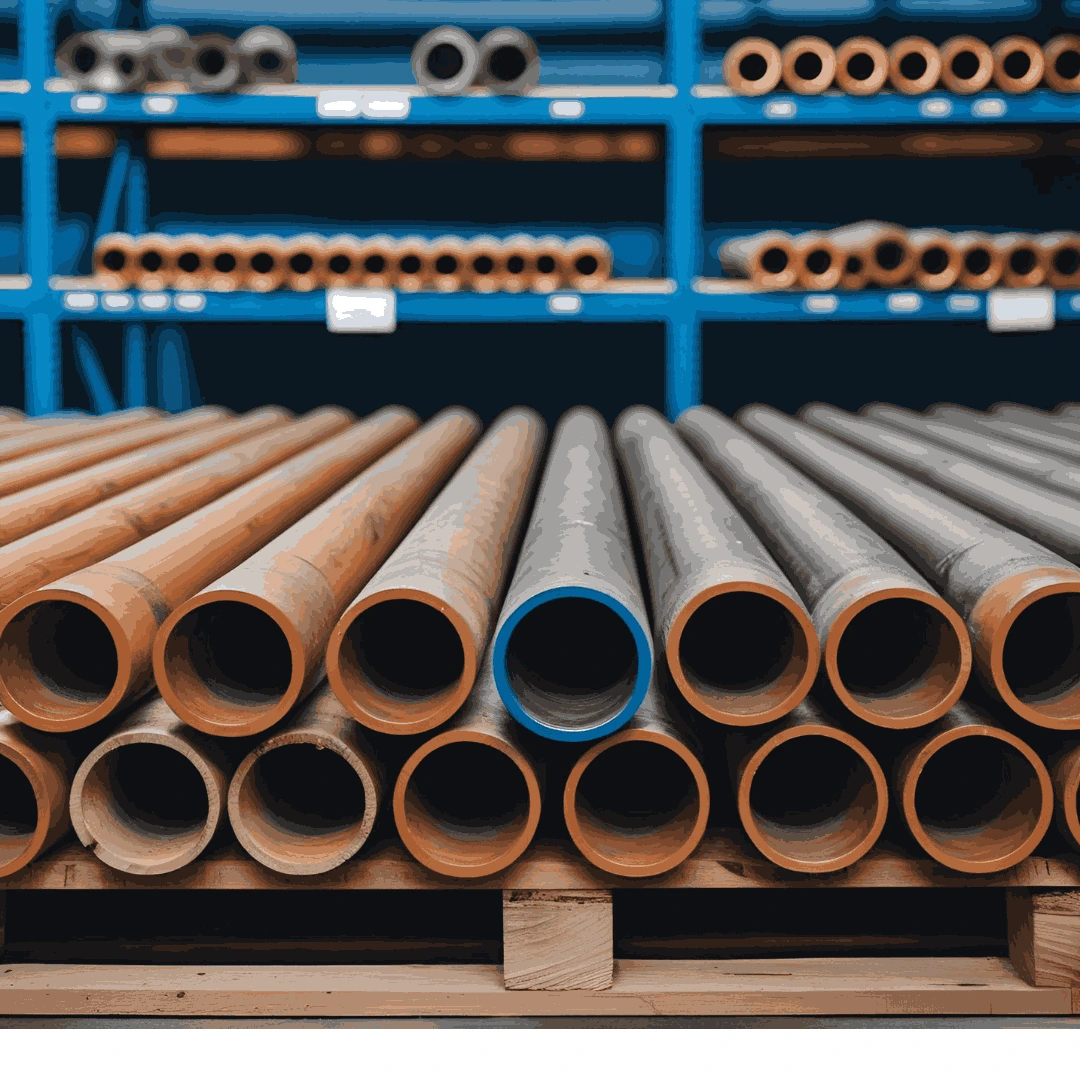Various industrial pipes in a storage facility